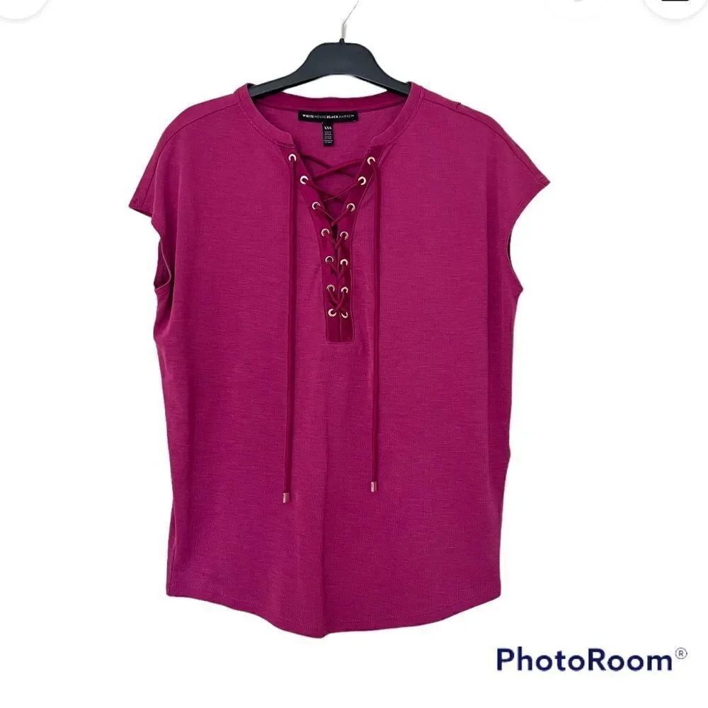 White House Black Market Tie Front Blouse Top